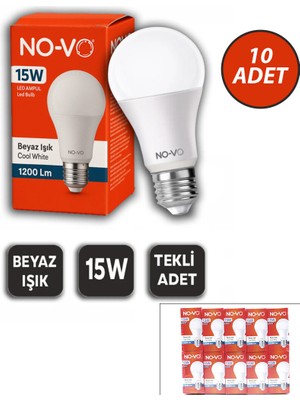 Belirtilmemiş 10 Adet 15W Beyaz LED Ampul 1200LM 6500K 15.000 Saat Ömür