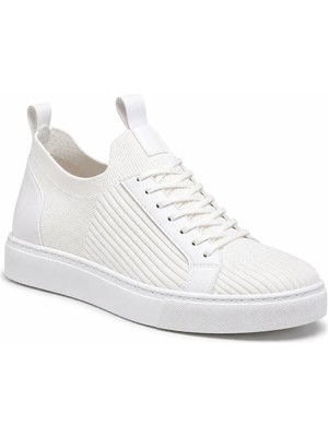 Beskar Beyaz Triko Erkek Spor Ayakkabı - Nefes Alan Terletmez Bağcıklı Günlük Sneaker Kb 112