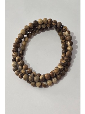 c-bhadu naturel Sertifikalı 99 Lu  6 mm Odun Jasper Doğaltaş Kolye, Bileklik, Tespih