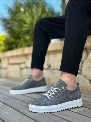 Beskar BA0152 Gri Deri Suni Deri Spor Erkek Sneaker – Konforlu Yürüyüş