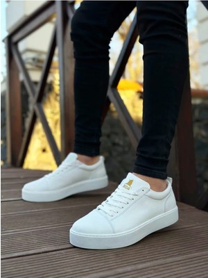 Beskar BA0104 Beyaz Deri Suni Deri Günlük Erkek Sneaker – Ortopedik Destek