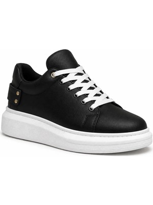 Beskar Siyah Cilt Erkek Ayakkabı - Kolay Temizlenen Smart Casual Rahat Günlük Sneaker KB047