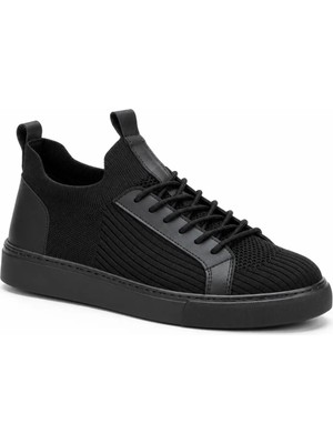 Beskar Tam Siyah Triko Erkek Sneaker - Yumuşak Iç Tabanlı Nefes Alan Rahat Günlük Spor Ayakkabı Kb 112