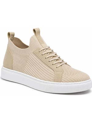 Beskar Bej Triko Erkek Spor Ayakkabı - Nefes Alan Terletmez Bağcıklı Rahat Günlük Sneaker Kb 112