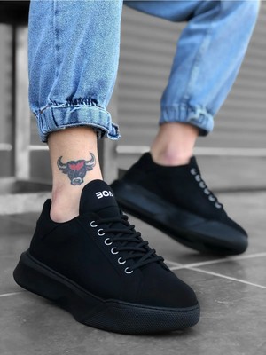 Beskar BA0161 Siyah Deri Suni Deri Günlük Erkek Sneaker – Konforlu Yürüyüş