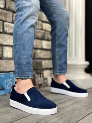 Beskar BA0339 Lacivert Deri Suni Deri Günlük Erkek Sneaker – Yumuşak Iç Taban