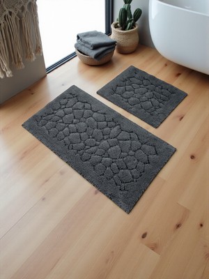 Empressco Yumuşak Pamuklu Banyo Paspas Takımı 60X100 ve 50X60 Siyah