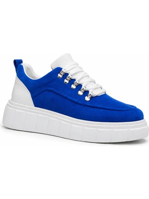 Beskar Saks Mavisi Süet Erkek Spor Ayakkabı - Beyaz Yüksek Tabanlı Dinamik Günlük Sneaker Kb X10