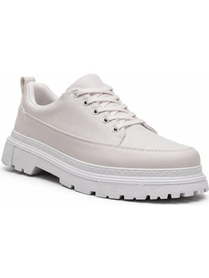 Beskar Beyaz Erkek Sneaker - Pürüzsüz Cilt Kolay Silinebilir Dayanıklı Günlük Ayakkabı Kb 702