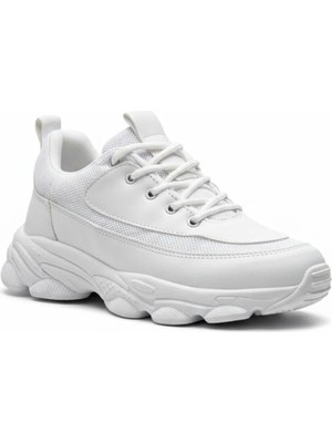 Beskar Beyaz Cilt Deri Konfor Yürüyüş Tabanlı Erkek Sneaker - Günlük Rahat Spor Ayakkabı Kb 707