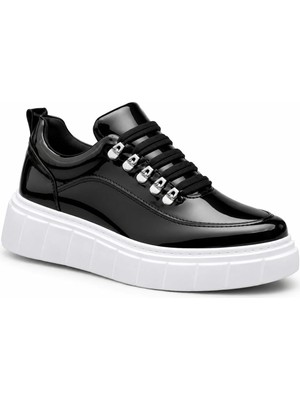 Beskar Siyah Parlak Rugan Ultra Hafif Unisex Sneaker - Günlük Rahat Çift Uyumlu Spor Ayakkabı Kb X10