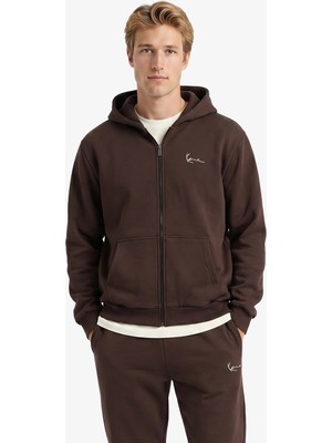 Karl Kani Small Signature Essential Os Zip Erkek Kahverengi Sweatshirt.brw
