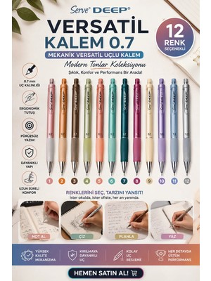 Anı Ofis Kırtasiye Anı Ofis Mekanik Kurşun Kalem 0.7 mm Silgili Ergonomik Tutuş Renk Seçenekli Tonlar Koleksiyonu