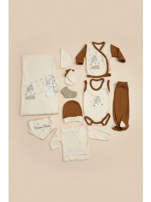 Babymet %100 Pamuk Organik Yenidoğan Hastane Çıkışı Seti 10 Parça – Kızaklı Kardan Adam Desenli, Doğal & Güvenli
