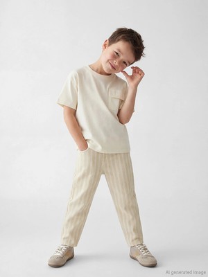 Lc Waikiki Yeni Sezon Baggy Fit Çizgili Erkek Çocuk Gabardin Pantolon