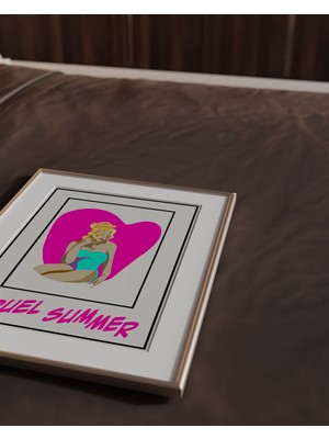 Clovendi Acımasız Yaz Sanat Posteri, Canlı Pembe Kalp Pop Art, Yaz Esintili Duvar Dekoru, Retro Estetik Baskı, Minimalist Modern Illüstrasyon, Hediye Posteri