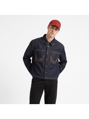 Karl Kani Jeans Cropped Rinsed Denim Erkek Mavi Ceket.blu