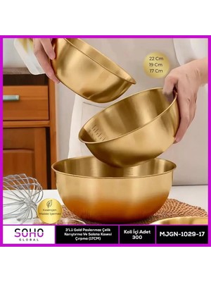 Mudanis 2'li Gold Paslanmaz Çelik Karıştırma ve Salatalık Kase