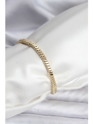 Miyango 14K Gold Renk Kaplama Kare Zincir Model cm Kadın Bileklik 5886 - ETC3056-5925