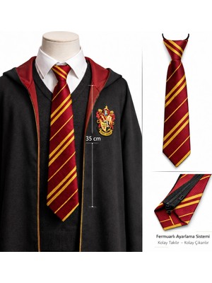 Mayf Harry Potter Gryffindor Fermuarlı Ayarlanabilir Kravat (5332)
