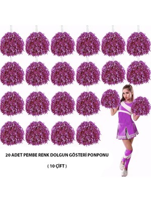 Mayf 10 Çift ( 20 Adet ) Pembe Renk 23 Nisan 19 Mayıs 29 Ekim Okul Gösteri Ponponları (5332)