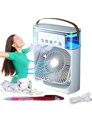 Munico 2 Adet 5 Delikli Ortam Kliması Sprey Fan Mini Taşınabilir Yurt Masaüstü Sessiz Hava Soğutucu