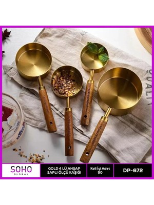 Mudanis Gold 42LÜ Ahap Saplı Ölçü Kaşığı