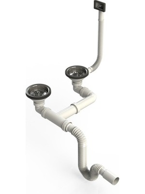 Çöpmak Çiftli Küvet Taşmalı Evye Sifonu Flex Gövde Ø 40-50 mm