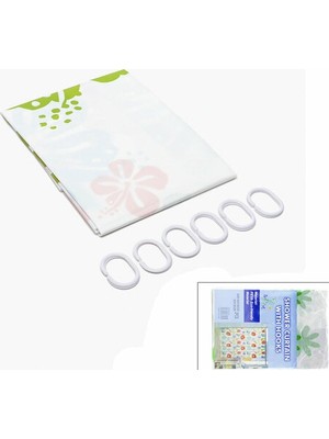Mayf Çif Kanat Pvc Banyo Perdesi 2  Parça  x 90X180CM - 12 Halkalı (5332)