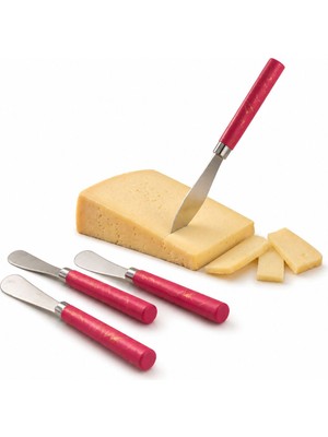 Mayf 5 Parça  Uzun Kahvaltı Bıçak - Kırmızı Mermer Desen Saplı 16.5 cm (5332)