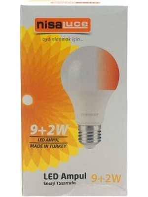 Mayf Nisaluce EAMP-074/BK 9+2W E27 Beyaz-Kırmızı LED Ampul (5332)