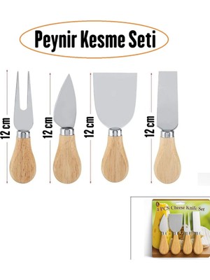 Mayf Cheese Knife Set 4pcs Peynir Bıçak Seti Ahşap Bambu Saplı (5332)