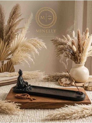Minelly Zen Buddha Tütsülük | 24 cm Dekoratif Tütsü Standı | 3D Baskı Minimal Ev Dekoru
