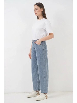 Moda Molası Kadın Yüksek Bel Kot Mavi Pantolon