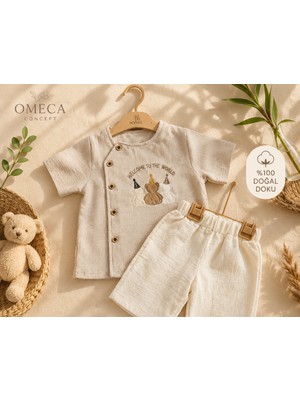 Omeca Concept Erkek Bebek %100 Pamuk Ayıcık Nakışlı 2'li Takım