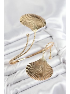 Akıllı Bayi Pirinç Istiridye Model Gold Renk Kadın Pazu Bileklik