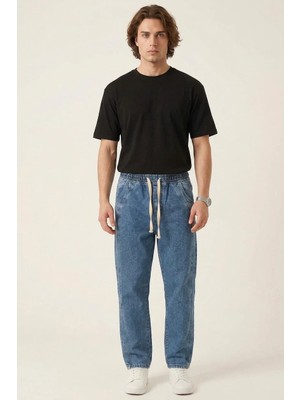 Moda Molası Erkek Rahat Kesim Baggy Denim Indigo Pantolon