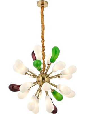 Elvora Home Modern (Premium) 24'lü Avizesi Çok Kollu Sarkıt 110 cm Ampül Hediyeli Mutfak Salon Modelleri G9 Duy
