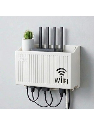 Mayf Duvar Tipi Wi-Fi Modem Saklama Kutusu(Beyaz) – Kablo Düzenleyici Router Raf Organizer (5332)