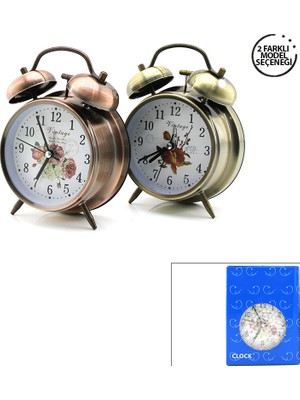 Vanch Twın Bell Alarm Clk Yuvarlak Masa Çalar Saat Metal Kasa Eskitme Desenli Pilli - Işıklı Çap: 10CM Bgc-52 Herhangi Bir Renk Gönderilir (5264)