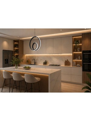 Nehir Hediyelik Nehir Siyah Tekli Sarkit LED Beyaz Işık Ultra Ledli Salon Mutfak Oda Hol Ledli Avize