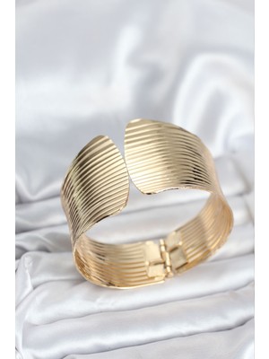 Akıllı Bayi Pirinç Gold Renk Levha Model Kadın Bileklik