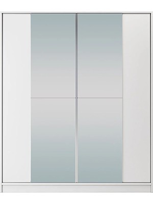 Minar Mobilya Sürgülü Aynalı Gardırop Beyaz 56X160X190 cm