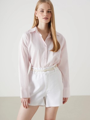 Lc Waikiki Yeni Sezon Çizgili Oversize Oxford Kadın Gömlek