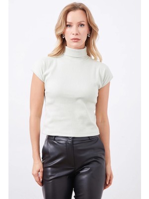 FullaModa Fitilli Balıkçı Yaka Slim Fit Tişört