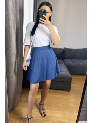 FullaModa Fitilli Beli Lastikli Mini Boy Etek