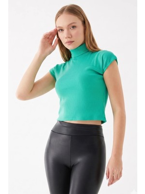 FullaModa Fitilli Balıkçı Yaka Slim Fit Tişört