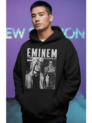 Sevbano Eminem Rapper Şarkıcı Ön Baskılı Unisex Oversize Premium Hoodie