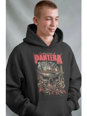 Sevbano Pantera Rock Metal Müzik Grubu Ön Baskılı Unisex Oversize Premium Hoodie