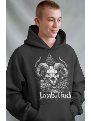 Sevbano Lamb Of God Rock Metal Müzik Grubu Ön Baskılı Unisex Oversize Premium Hoodie